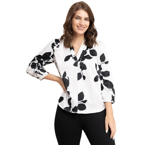 Image of FableStreet Women Formal & Casual Top | V-Neckline with Gathered Back Detail & Three-Quarter Sleeves | Premium Satin Fabric for Office Wear & Sophisticated Outings