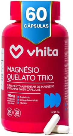 Vhita Magnesio Quelato Trio, Dimalato, Bisglicinato e Taurato, co...