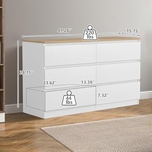 Vibedinedoubledresser6drawerwhitedresserforbedroomfreehandlemodernchestofdrawerswithwidestorageforclosetlivingroomhallway Urban Country Home Decor Vibe dine double dresser 6 drawer white dresser for bedroom free handle modern chest of drawers with wide storage for closet living room hallway urban country home decor