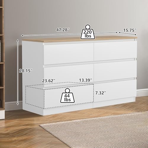 Vibedinedoubledresser6drawerwhitedresserforbedroomfreehandlemodernchestofdrawerswithwidestorageforclosetlivingroomhallway Urban Country Home Decor Vibe dine double dresser 6 drawer white dresser for bedroom free handle modern chest of drawers with wide storage for closet living room hallway urban country home decor