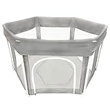 ベビーサークル 折りたたみ式 マット付き 扉付き メッシュ ハグムー 六角形