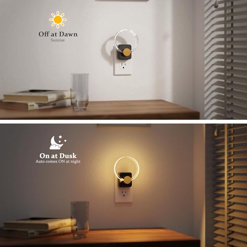 Image of JandCase Night Light, Night Lights Plug into Wall, Dimmable Nightlight | 2 Pack,Dusk to Dawn Sensor, 180 Rotatable Round Plug in Nightlights, LED Circle Acrylic Night Light for Bathroom Kids