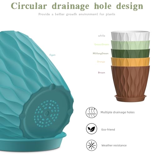 4 Inch Plant Pots, 6 Pack Indoor Flower Pots, Planters with Drainage Holes and Trays for Orchids, Violets, Succulents, Herbs, and Other Plants,Corolful - Image 5