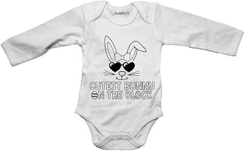 Unisex Cutest Bunny on the Block - Easter - Baby Grow 3-6 Months White