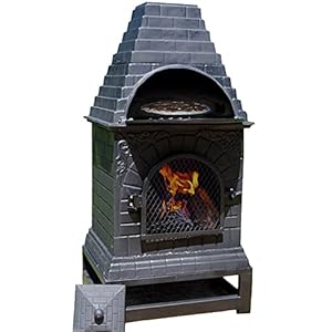 The Blue Rooster Casita Grill Chiminea Outdoor Fireplace Wood Burning Firepit and Pizza Oven