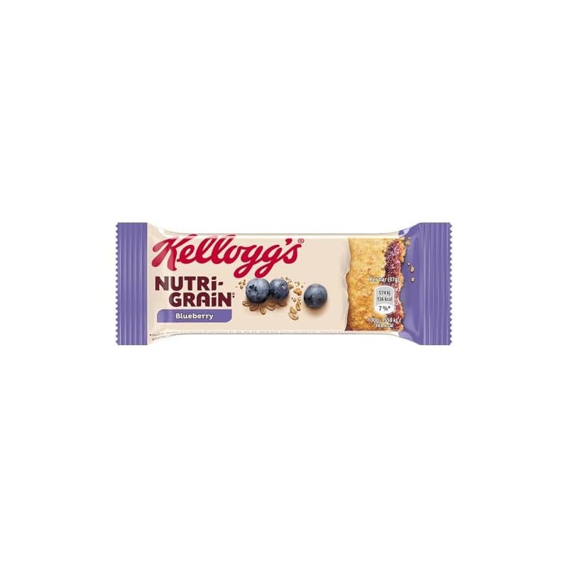 Kelloggs Nutrigrain 37g Bar Blueberry Filling Pack of 4 Vegetarian Cereal Wholegrain Wheat Oat Baked Breakfast Snack Vitamin B Minerals with Welari Thank You Card | (4pack) (148g) - Image 3