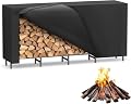 VRAXO 12.7FT Outdoor Firewood Rack with Cover, 152x14.2x46.1in, Heavy Duty Firewood Holder & 600D Oxford Waterproof Cover for Fireplace, Patio, Indoor/Outdoor Log Storage Rack for 3/4 Cord of Firewood