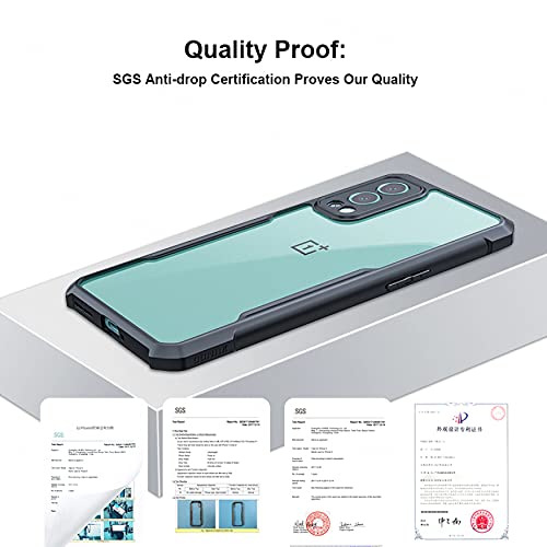 Image of SPAZY CASE Oneplus Nord 2 5G Back Cover | Transparent Crystal Clear Hard PC Back Case with TPU Bumper, Military-Grade Drop Protection Case Cover for Oneplus Nord 2 / Oneplus nord ce -Black