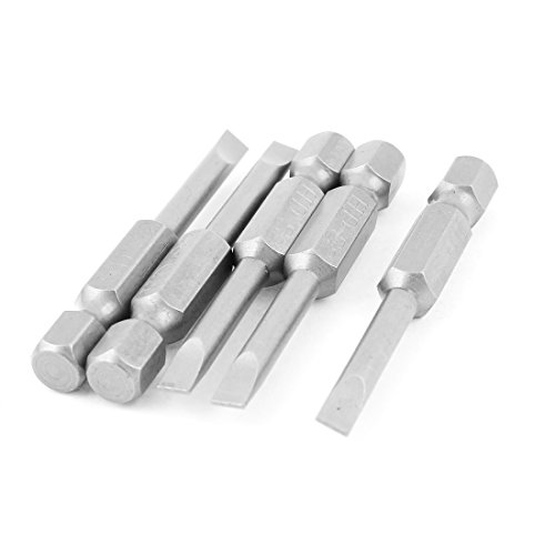Sourcingmap 1/4 Inch Hex Shank 4mm Tip Slotted Magnetic Screwdriver Bits 5Pcs, 4.0mm