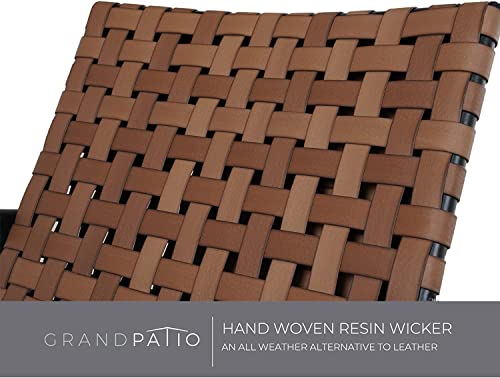 Grand patio Conversation Set 3 Pieces with All Weather Leather-Look, Powder Coated Aluminum Frame, Outdoor Bistro Sets with Lounge Seating and Side Table for Garden, Backyard, Balcony - Image 6