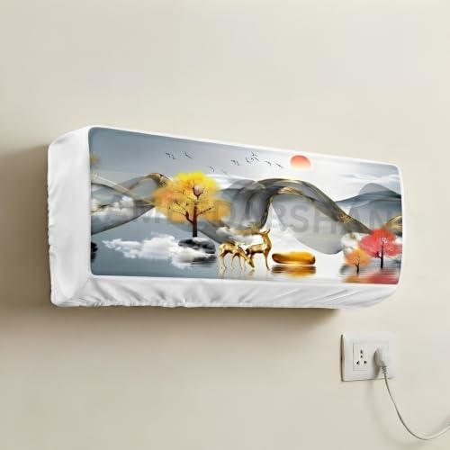 Image of Polyester AC Cover 1.5 Ton Golden Sunset | Printed, Air Conditioning Dust Cover, Folding Designer, Indoor Split AC, 97X 31X 21 CM
