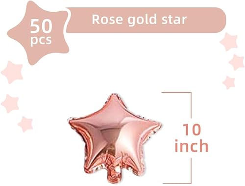 Miniatura 2 de AnnoDeel 50 globos de estrella de oro rosa de 10 pulgadas, globos de papel de aluminio con estrella de Mylar para decoraciones de cumpleaños, bodas