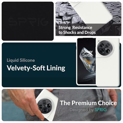 Image of SPRIG Compatible with Oneplus 12 Premium SilkTone (Liquid Silicone) Back Cover Drop Tested Shock Proof Mobile Case for Men, Women, Boys and Girls with Camera Protection (Light Grey)