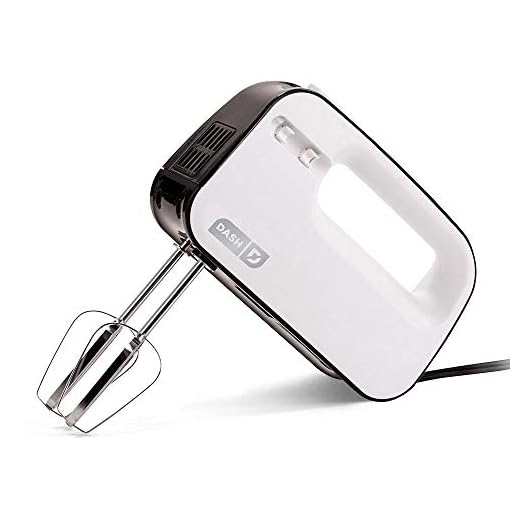 DASH SHM01DSWH Smart Store Compact Hand Mixer Electric for Whipping + Mixing Cookies, Brownies, Cakes, Dough, Batters, Meringues & More, 3 Speed, White