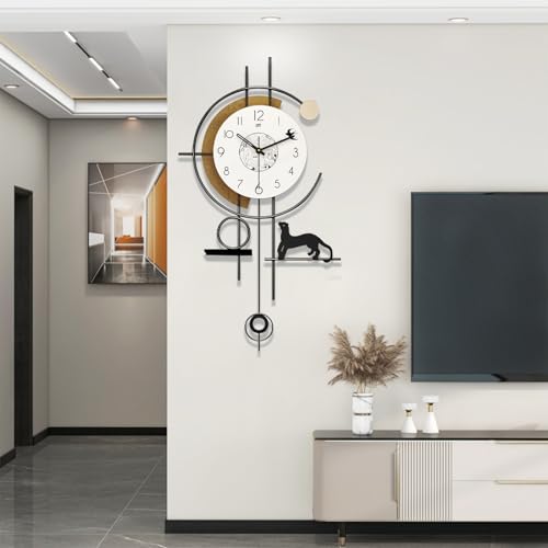 Reloj de pared digital moderno silencioso con péndulo 26x14.5 miniatura 1