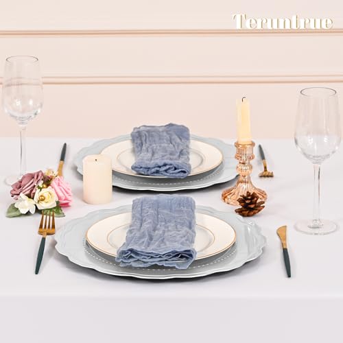 Tomeurperf 60Pcs Silver Charger Plates Bulk 13" Round Elegant Silver Chargers for Dinner Plates, Wedding Holiday Party Event Decorative Charger Plates by Tomeurperf - Used condition - Image 7
