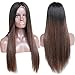 Produktbild ZanaWigs Perücke, brasilianisches Echthaar, ohne Klebestoff, mit Spitzenfront, seidig glatt, mit Baby-Haaren, für dunkelhäutige Frauen