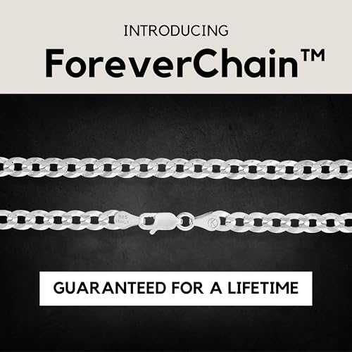 KISPER Mens Silver Chain Necklace - 925 Sterling Silver Necklace for Men, Solid Diamond-Cut Curb Cuban Link Chain, 5mm Italian Silver Chain with Lobster Clasp - Made in Italy3
