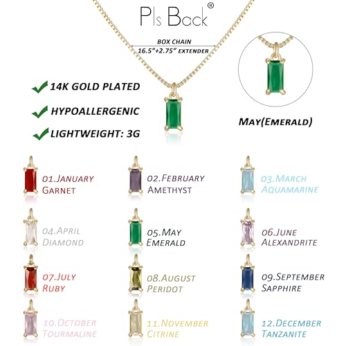 Dainty Gold Birthstone Necklaces for Women Non Tarnish, 14K Trendy Blue Green Cubic Zirconia Emerald Pendant Charm Gold Necklaces Birthday Gifts for Women Waterproof Jewelry2