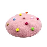 RARITYUS Fashion Cute Wool French Artist Beret Hat Warm Beanie Cap Headwear with Small Rainbow Pom...