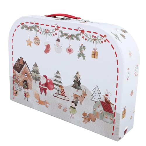 TOGEVAL 装飾的な 包装ボックス スーツケース型 クリスマスパーティー用 収納兼用 小物整理 ラッピング箱 白色