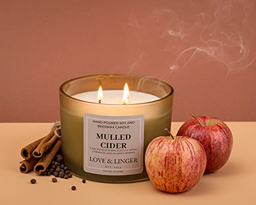 Mulled Cider Candle | Fall Candles | Luxury Soy & Beeswax Candles For Home | 16 Oz. Large Jar 3 Wick Candle | Apple Cider Candle | Thanksgiving Candle | Autumn Candles #TOP3