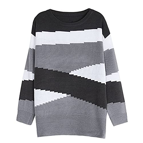 Vleermuismouwen schoudervrij lange mouwen gebreide trui dames elegant gestreept sweatshirt casual lange mouwen ronde hals gebreide trui dames trui trui winter jumper bovenstuk outwear - Image 4