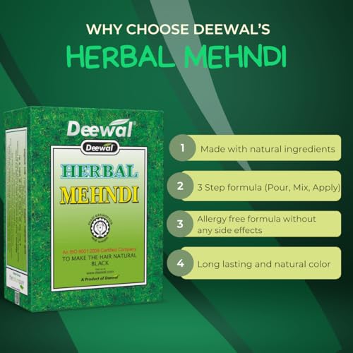 Image of Deewal Herbal Khadi Mehndi Powder (Pack of 2) | Hair Color & Conditioning | With Amla, Bhringraj, Neem & Shikakai | For Men & Women