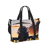 Aircraft Plane at Sunset - Bolsa de mano portátil plegable para viaje de fin de semana, gimnasio, vacaciones