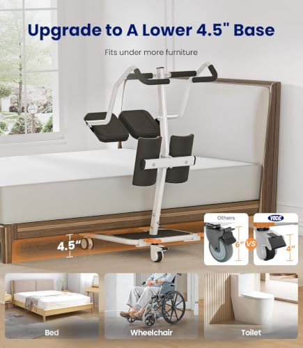 Image of VOCIC Sit to Stand Assist Lift for Seniors, Active Standing Trainer with Split Seat, Upgraded All-Terrain Wheels for Carpet & Narrow Spaces, Widened Base for Easy Toilet Access, AY13