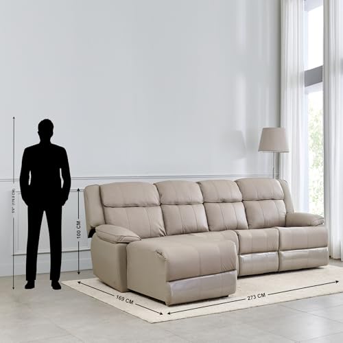 Image of Home Centre | Torino | Electric Recliner | Half Leather | Solid Wood | Recliner Sets | Grey | 2 Years Warranty