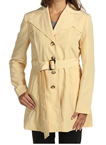 Jones New York Light Yellow Lined Belted Trench Coat Jacket L 12-14