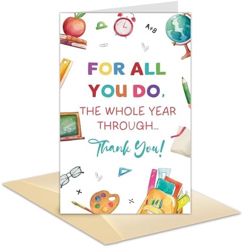 Amazon.com : RUALOVE Thank You Teacher Card, Appreciation Card Gift for ...