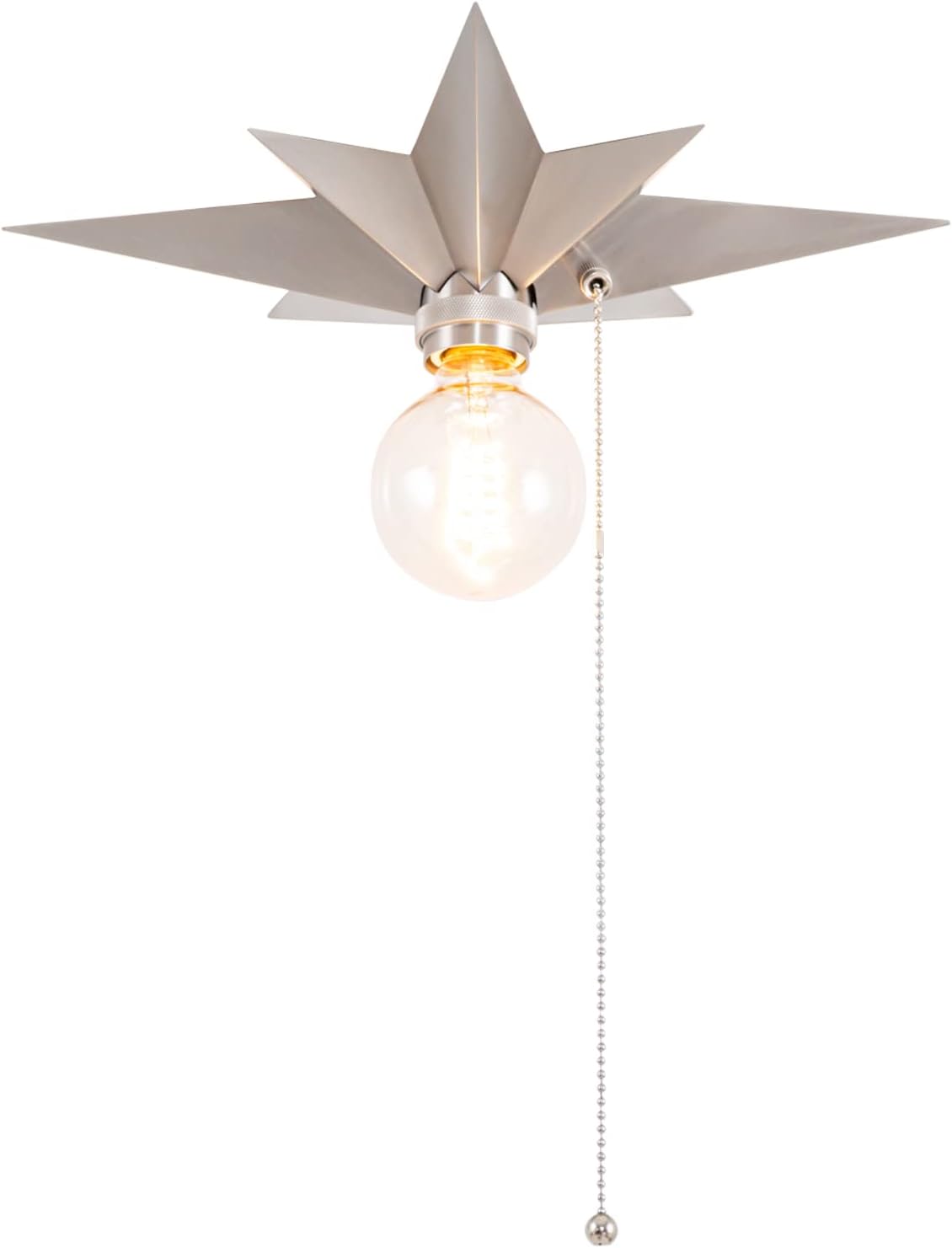 VILUXY Flush Mount Ceiling Light, Satin Nickel Star Light Fixtures Ceiling with Pull Chain On/Off Switch for Hallway, Entryway, Study Room, Bedroom