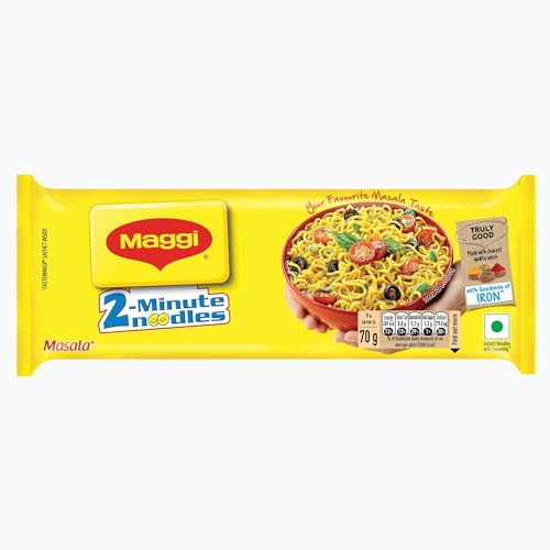 MAGGI 2-minute Instant Noodles, Masala Noodles with Goodness of Iron, Made with Choicest Quality Spices, Favourite Masala Taste, 420g Pouch MAGGI 2-minute Instant Noodles, Masala Noodles with Goodness of Iron, Made with Choicest Quality Spices, Favourite Masala Taste, 420g Pouch