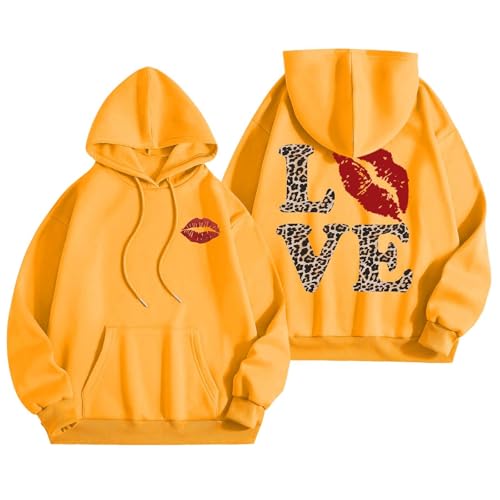 2026 Sweats à capuche pour femme, sweats à capuche, sweatshirts tendance, vêtements Preppy, hauts à manches longues, jaune, S