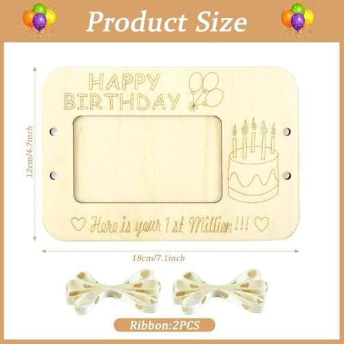 Money Gift Holder, Wooden Birthday Money Holders 'One Million' Cash Gift Holder for Birthday Party Birthday Present. (Birthday)2