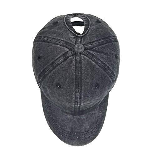 Image of Eohak Ponytail Baseball Hat Distressed Retro Washed Cotton Twill