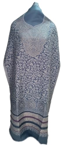 Image of Womens designer woolen suit for women with salwar and kashmiri shawl winter wear kani unstitched fabric set, stylish kurta pant set woollen dress material for women by pure pashmina wooltex