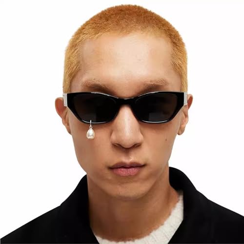 Rectangular Sunglasses, Vintage Modern Cat Eye Sunglasses with Pearl Earrings, UV Protected, Unisex Adults2