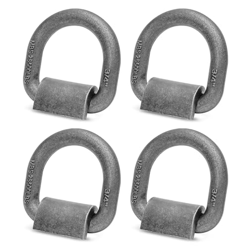 Grandroad auto 4 Pack Weld-On Forged D Ring, Heavy Duty 3/4" D-Ring Trailer Tie Down Anchor with MBS:26,500 lbs for Trailer, Truck Cargo, RV, ATV Tiedowns, Farm Applications and More.