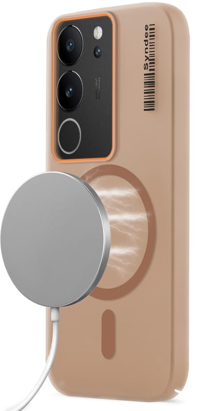 Image of Mr. Case Back Cover for Vivo V29 5G Sleek Frosted Translucent Back Only Compatible with Wireless Magnetic Accessories | Anti-Scratch Shockproof Phone Case - Brown