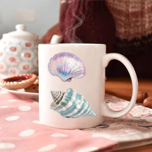 Image of 50PCS Sea Shell Stickers Aesthetic PET Conch Stickers Clamshell Pearls Decal Waterproof Decorative Decals for Scrapbook DIY Crafts Album Bullet Journal Planner Water Bottles Laptop Phone (Conch)