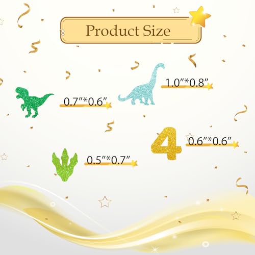 Image of 100pcs Dinosaur 4th Birthday Confetti, Dino Four Table Confetti, Jungle Animal Paper Scatters for 4th Anniversary Party Table Decoration