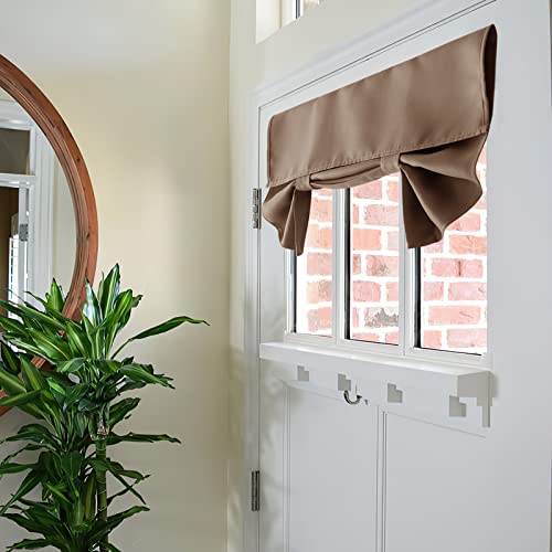 RYB HOME Small French Door Blinds 20 inch Length, Room Darkening Energy Smart Window Curtains for Patio/French Window Door, W26 x L20 inch, Mocha, 1 Panel