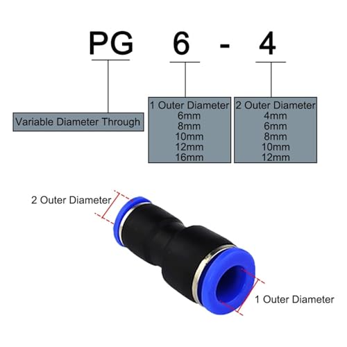 Conector neumático PG12-8 reductor de manguera aire para rosca macho BSPT 6