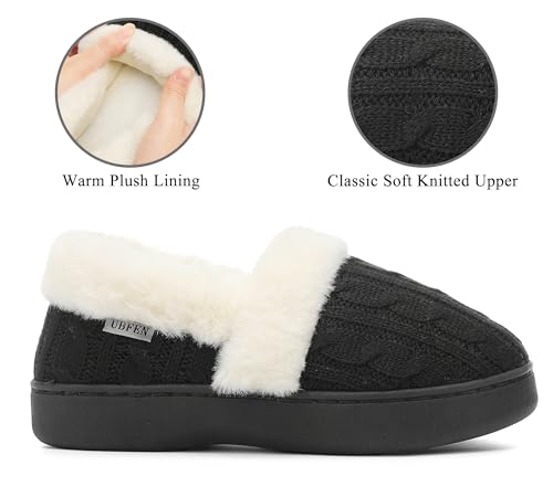 UBFEN Womens Fuzzy House Slippers Warm Bedroom Shoes with Faux Fur Lining Non Slip Memory Foam Slippers for ladies Indoor and Outdoor3