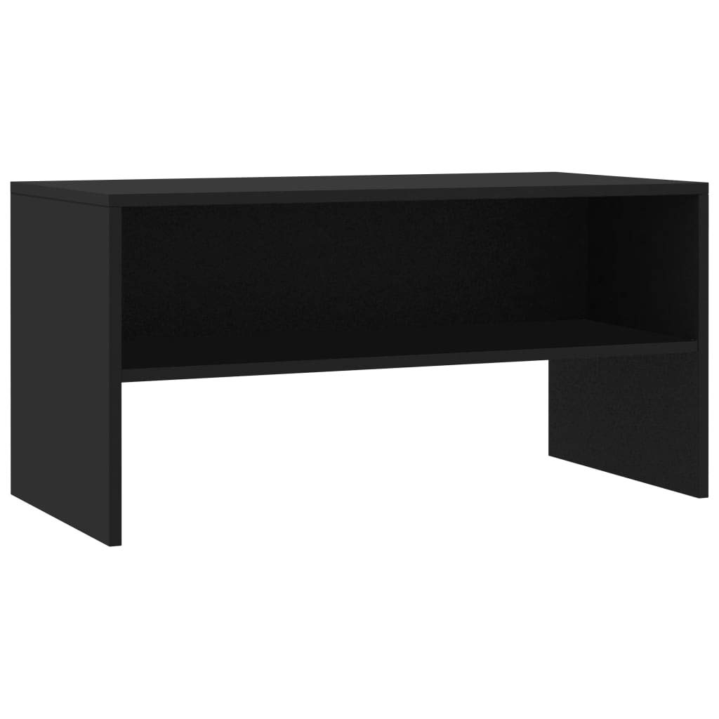 Hothingwell Szafka pod telewizor czarna 80x40x40 cm drewno inżynieryjne | Otwarta komora, stojak multimedialny i konsola do gier, łatwe czyszczenie i montaż