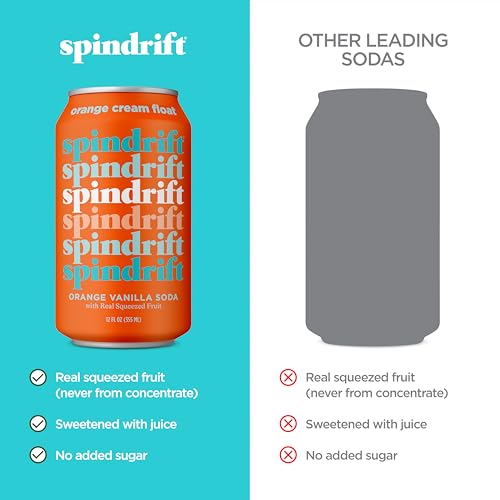 Spindrift "Orange Cream Float" Orange Vanilla Soda Made with Real Squeezed Fruit 12 Pack Case image 5