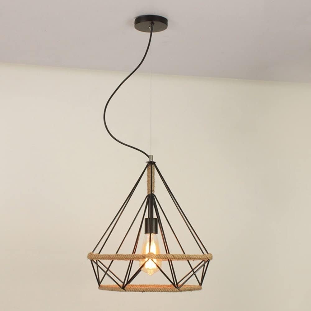 Suspension rétro E27 diamant en fer pour éclairage chaleureux de cuisine